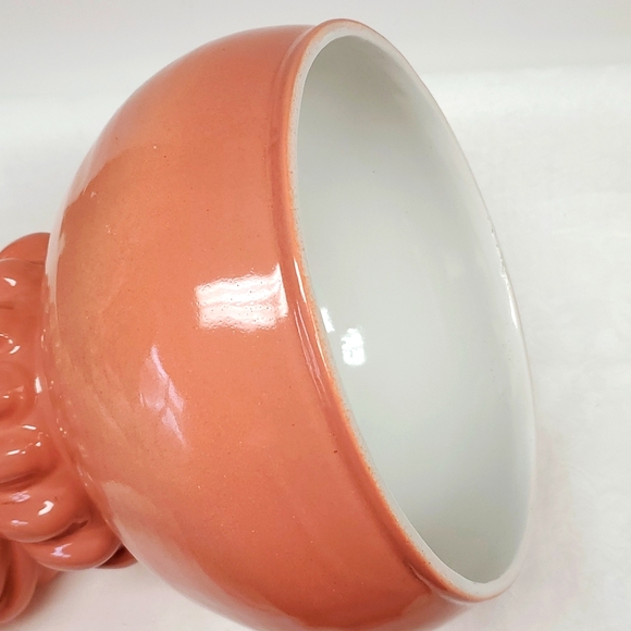 Vintage large peach coloured porcelain pedestal fruit bowl Made in Italy - Picture 7 of 8